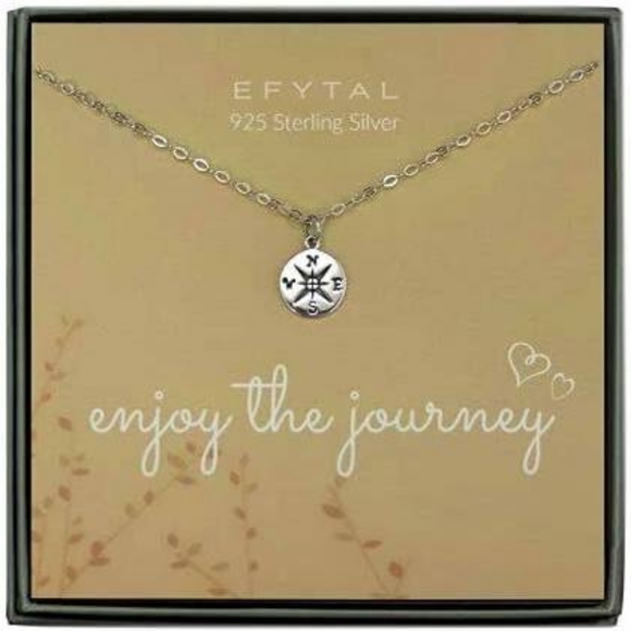 Sterling Silver Compass Safe Travel Necklace - Picture 2 of 4